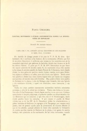Parte undecima - Cartas, informes y otros documentos sobre la reducción de infieles