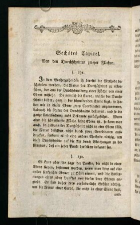 564-578, Sechstes Capitel. Von den Durchschnitten zweyer Flächen.