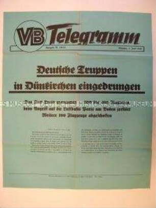 Maueranschlag des "Völkischen Beobachters": "Deutsche Truppen in Dünkirchen eingedrungen"