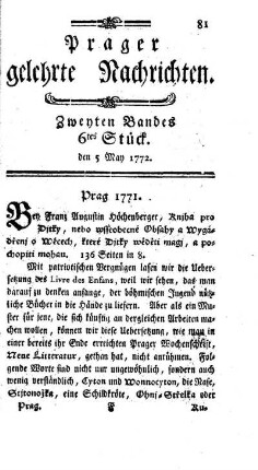 Zweyten Bandes 6tes Stück. den 5 May 1772.