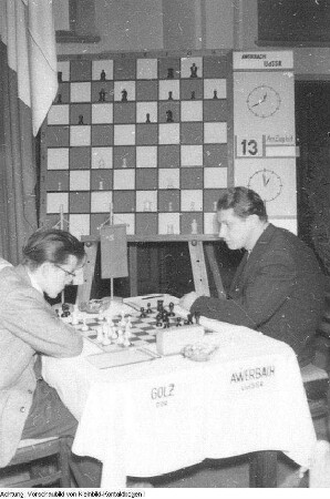 Dresden. Internationales Schachturnier in Dresden unter Teilnahme des Schachgroßmeisters Wolfgang Uhlmann, 1956