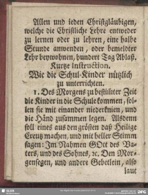 Kurtze Instruction. Wie die Schul-Kinder nützlich zu unterrichten
