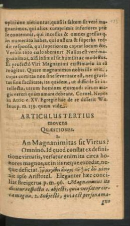 Articulus Tertius movens Quaestiones.