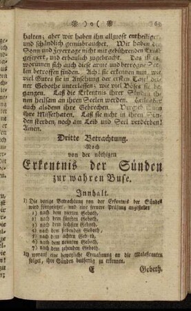 Dritte Betrachtung. Noch von der nöthigen Erkentnis der Sünden zur wahren Buse.