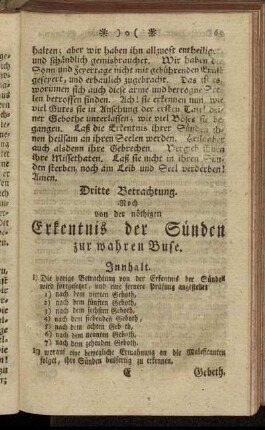 Dritte Betrachtung. Noch von der nöthigen Erkentnis der Sünden zur wahren Buse.
