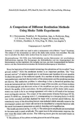 A comparison of different restitution methods using shake table experiments