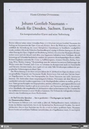 Johann Gottlieb Naumann - Musik für Dresden, Sachsen, Europa - Ein kompositorisches Œuvre und seine Verbreitung