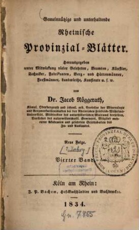 Gemeinnützige und unterhaltende rheinische Provinzial-Blätter, 1. 1834, Nr. 4