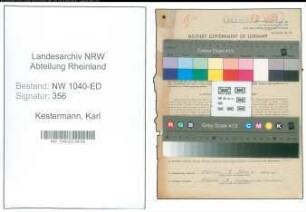 Entnazifizierung Karl Kestermann , geb. 10.11.1905 (Lehrer)