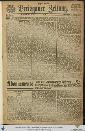 01.01.1890 (Erstes Blatt)