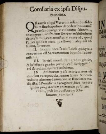 Corollaria ex ipsa Disputatione.