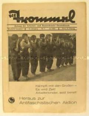 Kommunistische Kinderzeitung "Die Trommel" zum Kampf gegen den drohenden Faschismus