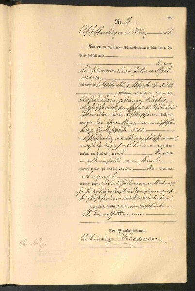 Standesamtsbuch der Stadt Aschaffenburg: Geburten 365/1900 - 184/1901