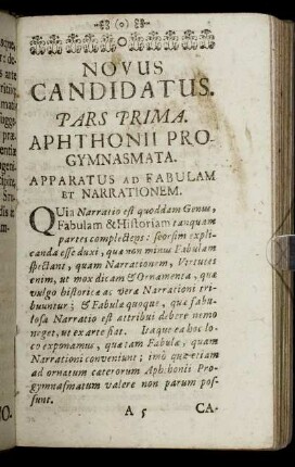 Apparatus Ad Fabulam Et Narrationem. - Progymnasma II. De Narratione.