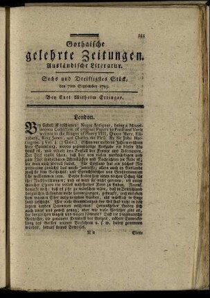 Sechs und Dreissigstes Stück, den 7ten September 1793.
