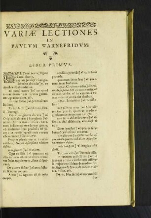 Variae Lectiones In Pavlvm Warnefridvm.