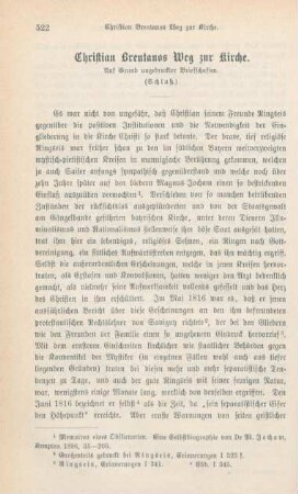 522-533 Christian Brentanos Weg zur Kirche : auf Grund ungedruckter Briefschaften (Schluß)