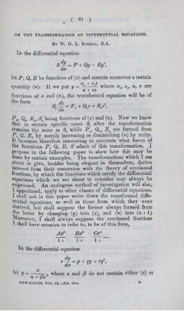 On the transformation of differential equations.