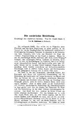 Die natürliche Erziehung : Grundzüge des objektiven Systems