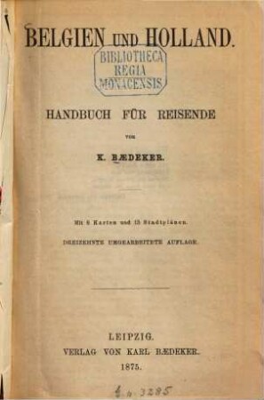 Belgien und Holland : Handbuch für Reisende