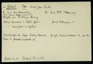 Gössel, Otto Ernst Geo. Ludw. v.