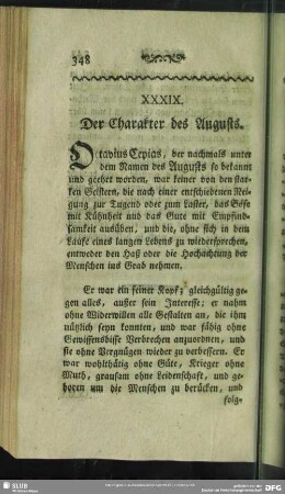 XXXIX. Der Charakter des Augusts