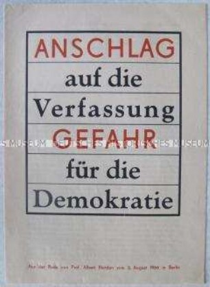 Flugschrift mit Auszügen aus einer Rede von Albert Norden zur Deutschland-Politik