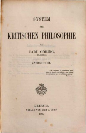 System der kritischen Philosophie, 2