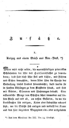 Zusätze: - 1. Auszug aus einem Briefe aus Neu-York.