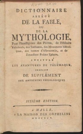 Dictionnaire Abrégé De La Fable, Ou De La Mythologie