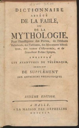 Dictionnaire Abrégé De La Fable, Ou De La Mythologie