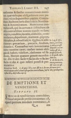 De Emptione Et Venditione. Titulus II.