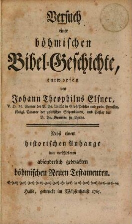 Versuch einer böhmischen Bibel-Geschichte