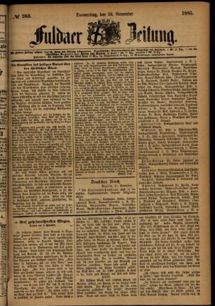 Ausgabe vom Donnerstag, den 12. November 1885.