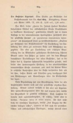 314-317 [Rezension] Goetz, Karl Gerold, Die Bußlehre Cyprians