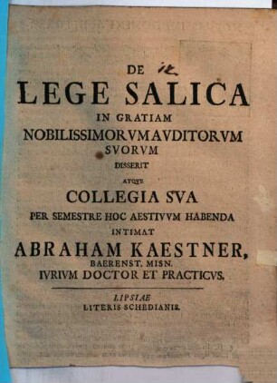 De lege salica : [Programma]