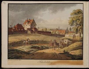 Schiebelsberg. - Herrensitz Schübelsberg, Nürnberg-Schoppershof (kolorierter Kupferstich)