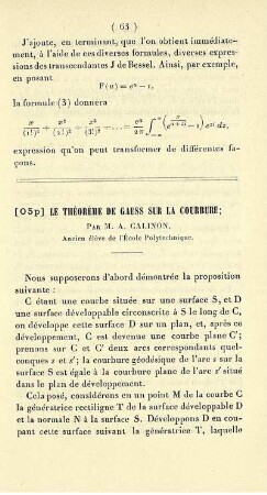 Le théorème de Gauss sur la courbure.