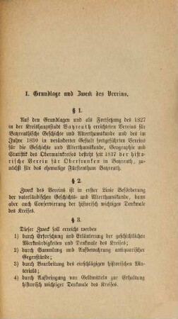 Statuten des historischen Vereins für Oberfranken zu Bayreuth