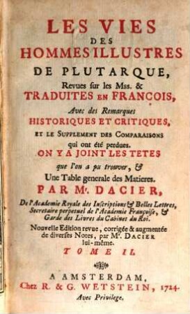 Les Vies Des Hommes Illustres De Plutarque, 2