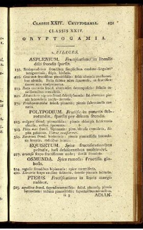 Classis XXIV. Cryptogamia.