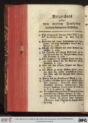 Verzeichnis aller von diesem Verfasser herausgekommenen Schriften