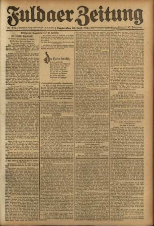 Ausgabe vom Donnerstag, den 26. September 1918.