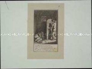Illustration aus dem Lauenburger genealogischen Kalender von 1780 (9. Blatt), "O malbeureux! o miserable! ..."