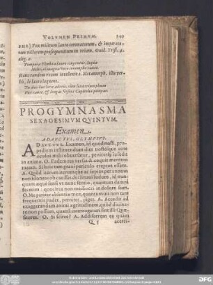 Progymnasma Sexagesimum Quintum. Examen. Adauctus, Olympius.
