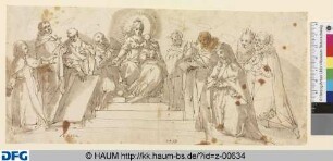 Thronende Maria mit Kind, sieben Heiligen und Stifterpaar