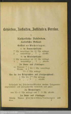 Behördenverzeichnis : Behörden, Anstalten, Institute u. Vereine