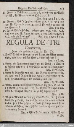 REGULA DE-TRI Conversa, Oder die verkehrte Regula De-Tri