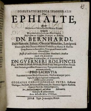 Disputatio Medica Inauguralis De Ephialte