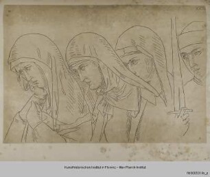 Köpfe von vier Klarissinen aus dem Giotto-Zyklus von Assisi (Szene XXIII)